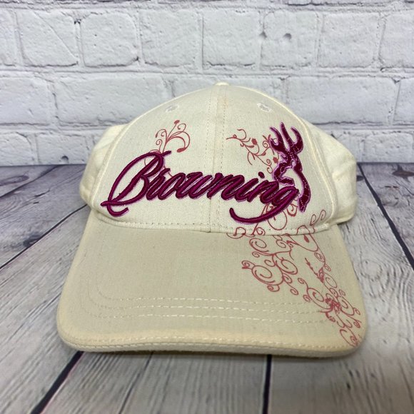 Browning Hat Strap Back Yellow Women Cap One Size Fits All Embroidered Logo Cute - Picture 5 of 11